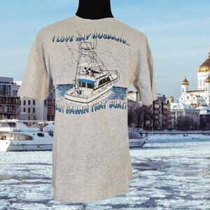 I LOVE MY HUSBAND...BUT DAMM THAT BOAT!...ADULT T SHIRT - SIZE XL (46-48)